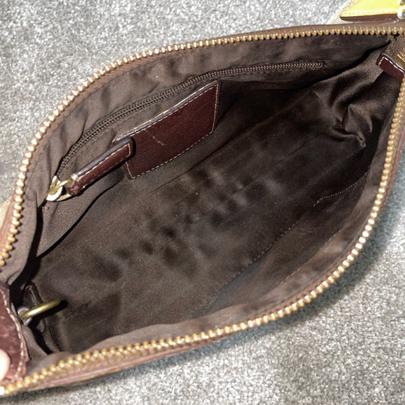 Coach Heritage Stripe Demi Small Handbag Brown & White Y2K Horse & Carriage Logo - Picture 4 of 7